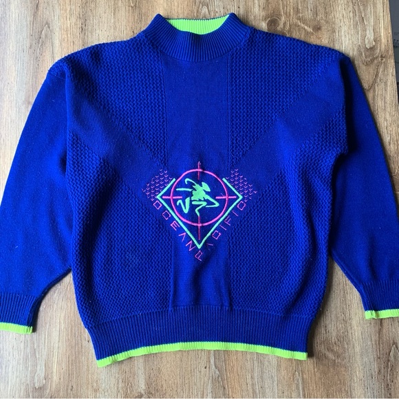 Vintage Ocean Pacific Knit Sweater Mock Neck 90s Made In Canada - Picture 1 of 8